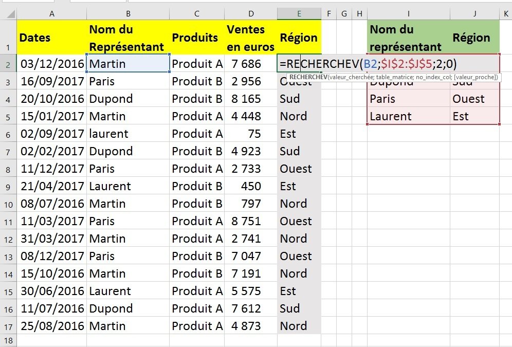 Excel fonction recherche