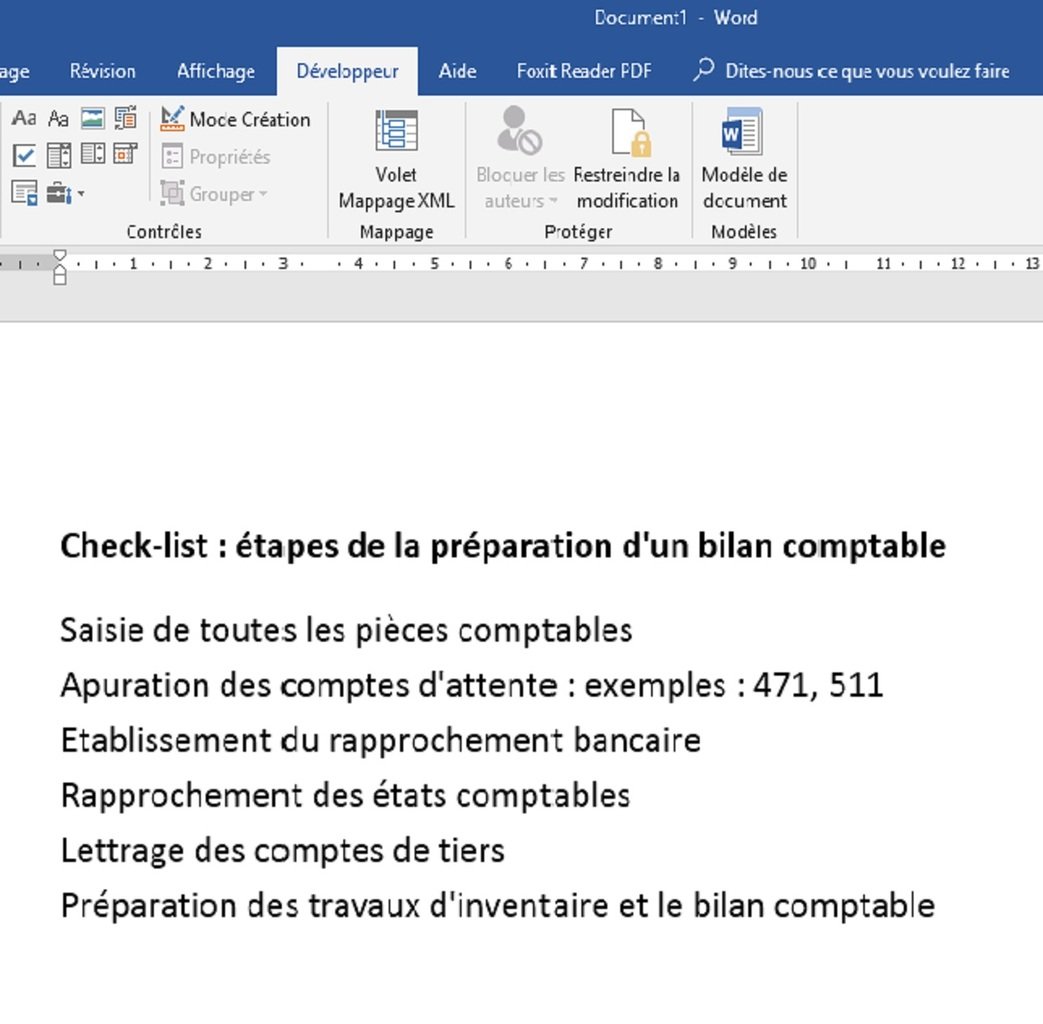 checklist sur Word