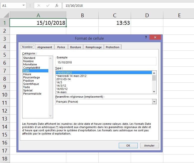 Excel date et heure