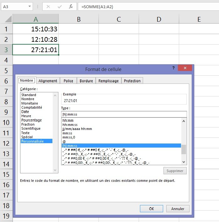 Excel date et heure