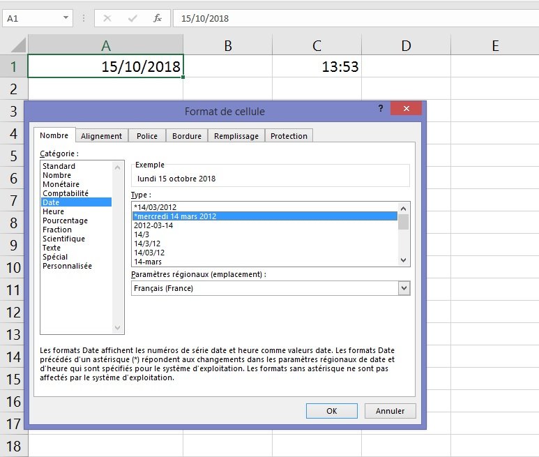 Excel date et heure