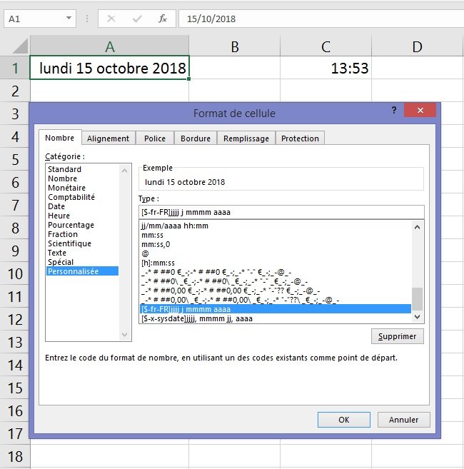 Excel date et heure