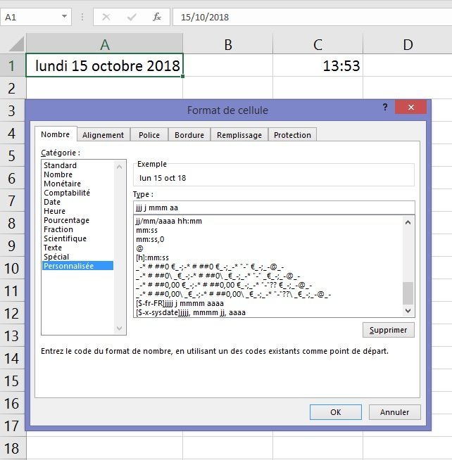 Excel date et heure