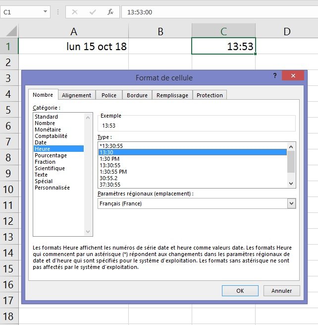 Excel date et heure