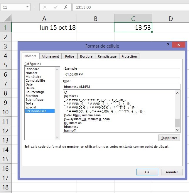 Excel date et heure