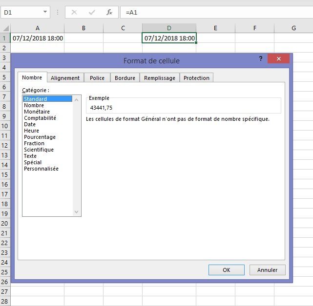 Excel date et heure