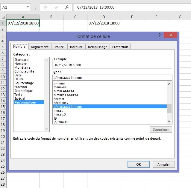 Excel date et heure