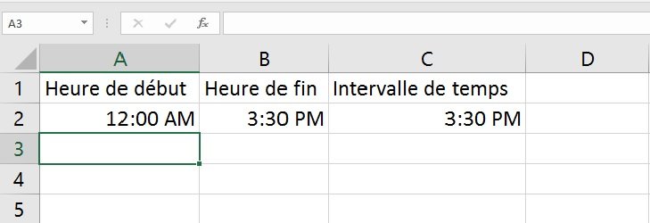 Excel : la différence entre deux heures