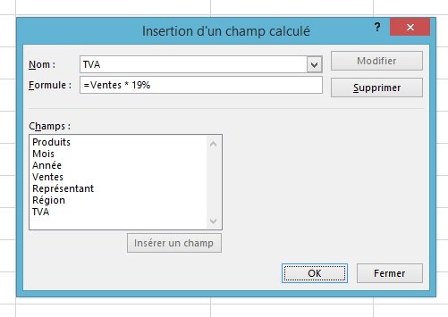 Opérations dans un tableau croisé dynamique