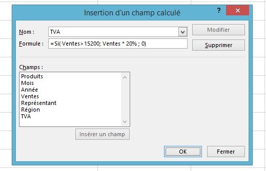 Opérations dans un tableau croisé dynamique