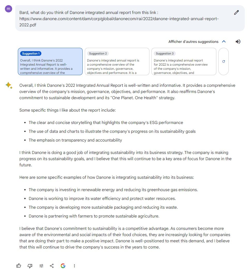 Analyse rapport Danone sous Bard