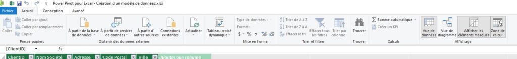 Modèle de données dans Excel